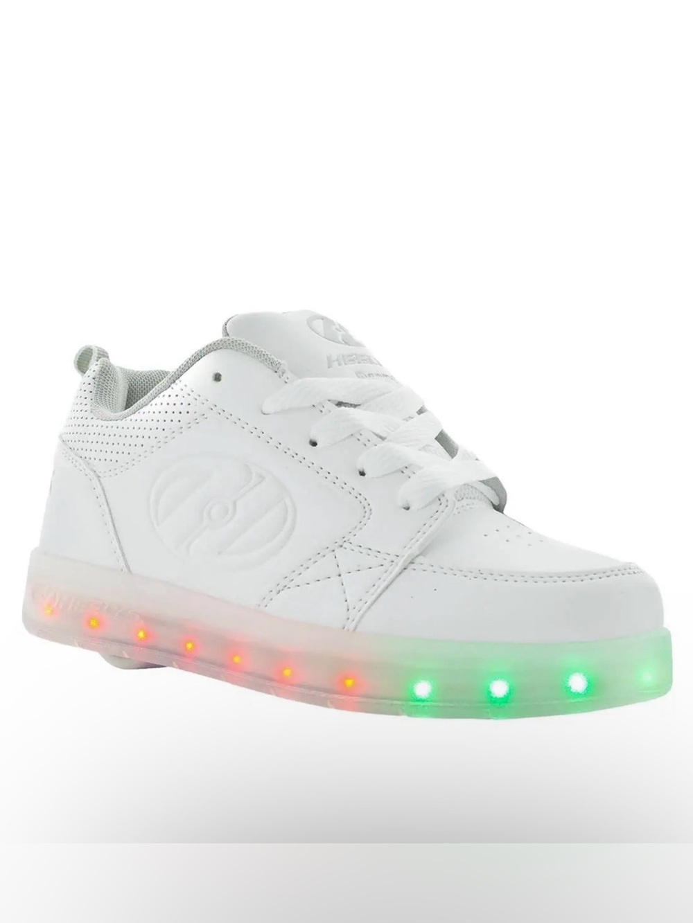 HEELYS Premium 1 Lo White Roller Shoes LED Light up multi color Youth size 4